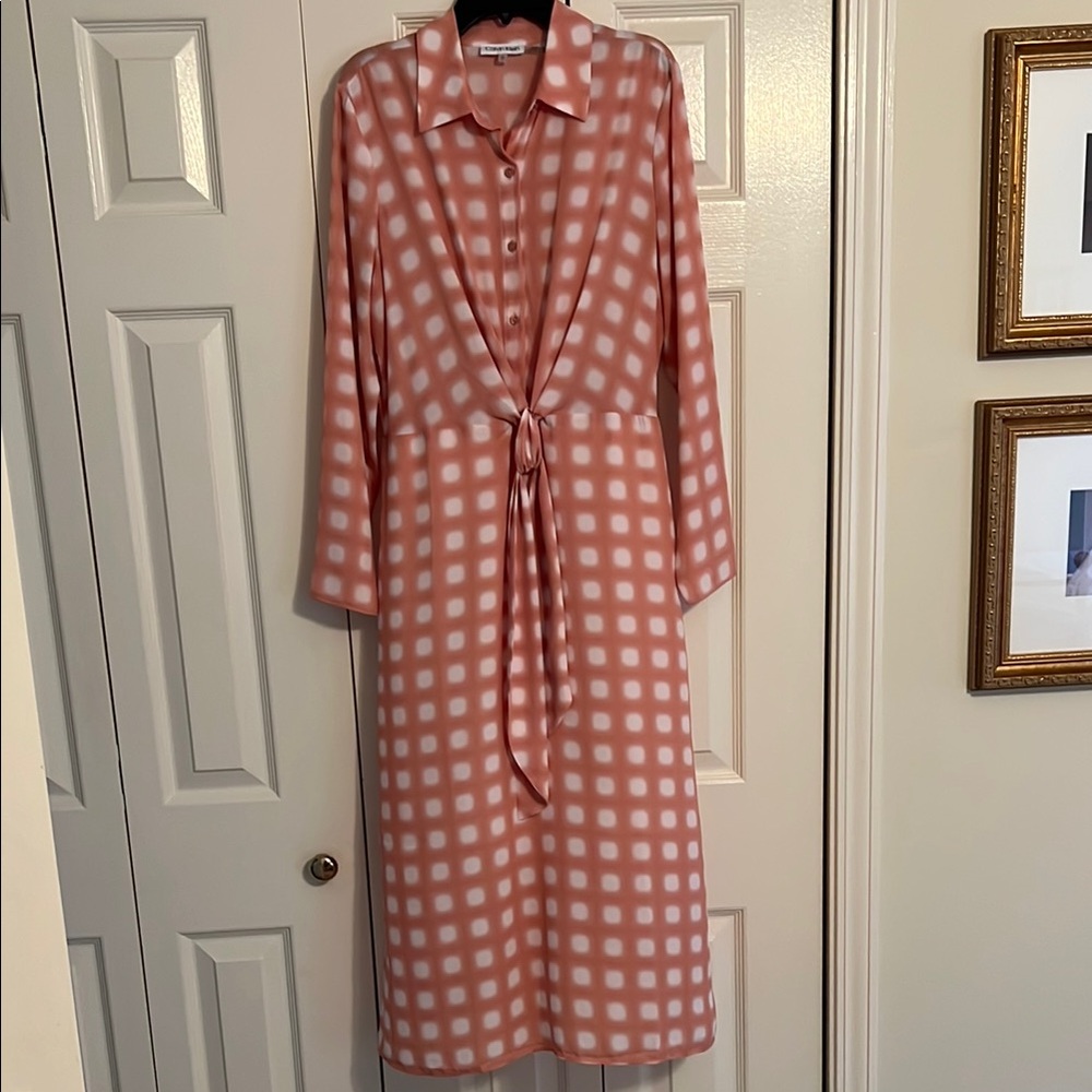 Calvin Klein Pink Checkered Midi Dress, worn once.